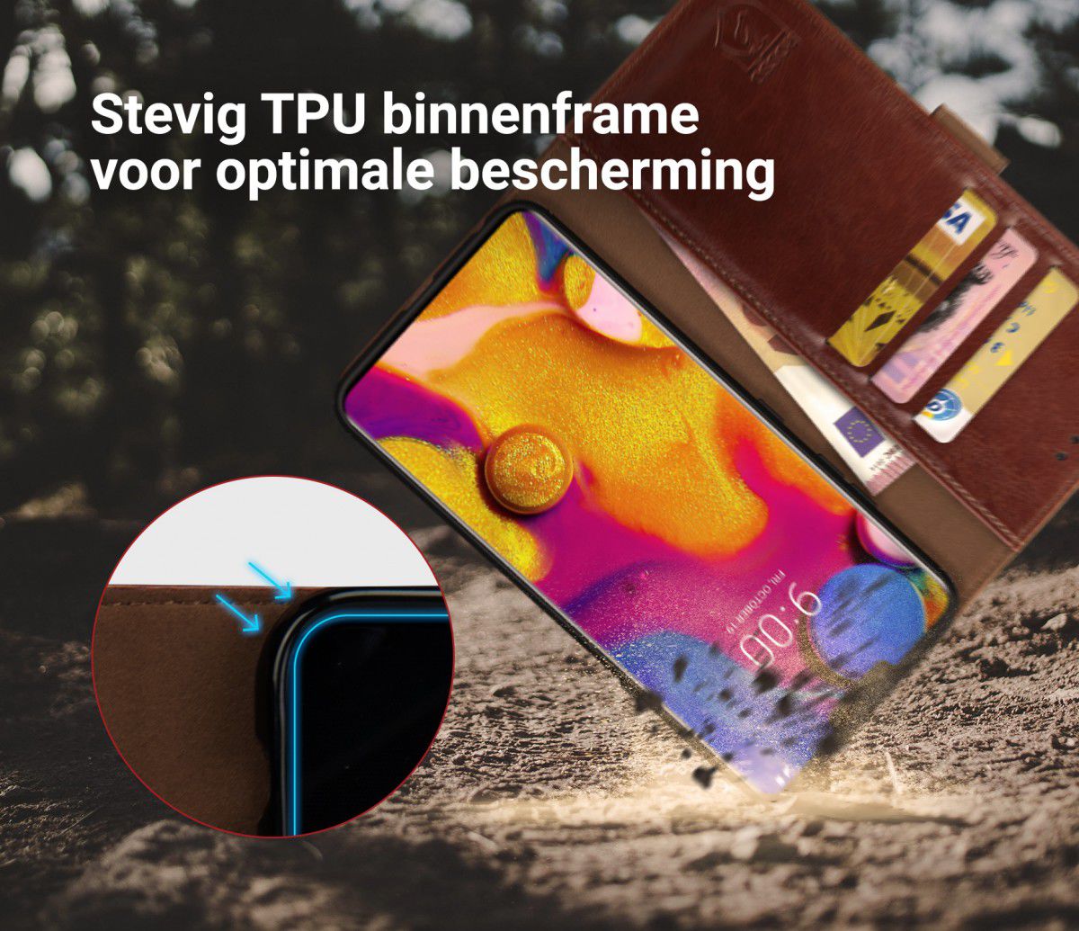 Rosso Element LG V40 ThinQ Hoesje Book Cover Bruin afbeelding 6