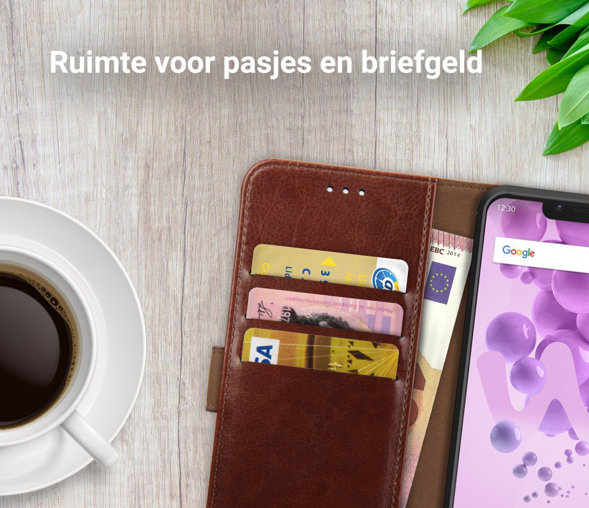 Rosso Element Wiko View 2 Go Hoesje Book Cover Bruin afbeelding 8