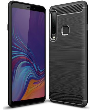Samsung Galaxy A9 (2018) Geborsteld TPU Hoesje Zwart Hoesjes