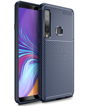 Samsung Galaxy A9 (2018) Siliconen Carbon Hoesje Blauw Hoesjes