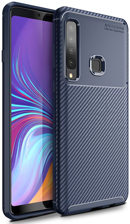 Samsung Galaxy A9 (2018) Siliconen Carbon Hoesje Blauw afbeelding 1