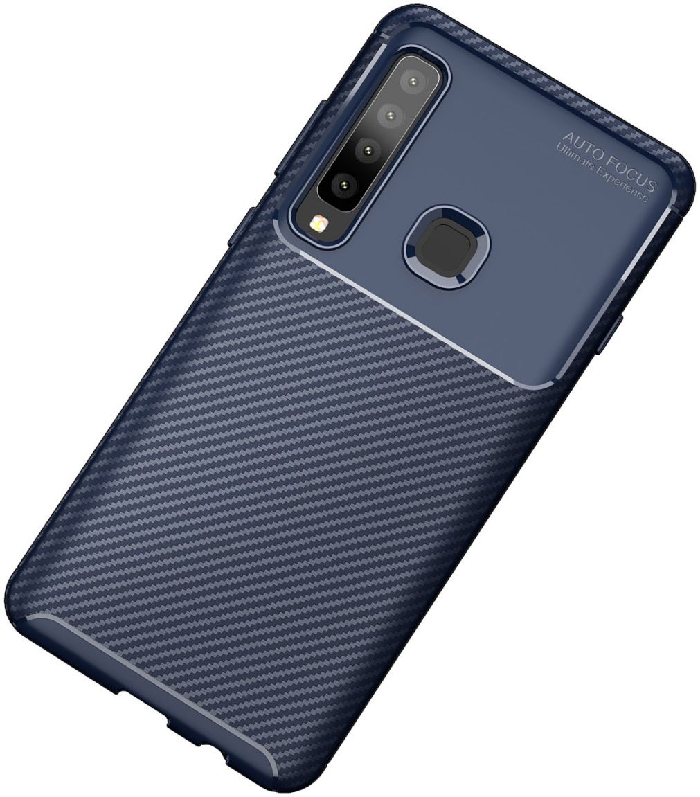 Samsung Galaxy A9 (2018) Siliconen Carbon Hoesje Blauw afbeelding 2