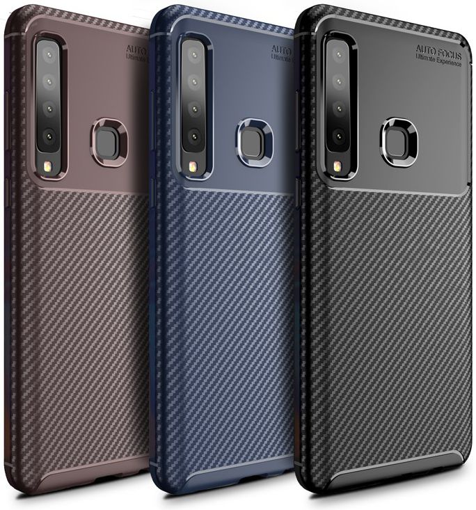 Samsung Galaxy A9 (2018) Siliconen Carbon Hoesje Blauw afbeelding 4