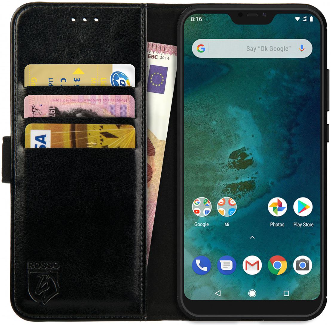 Rosso Element Xiaomi Mi A2 Lite Hoesje Book Cover Zwart afbeelding 1