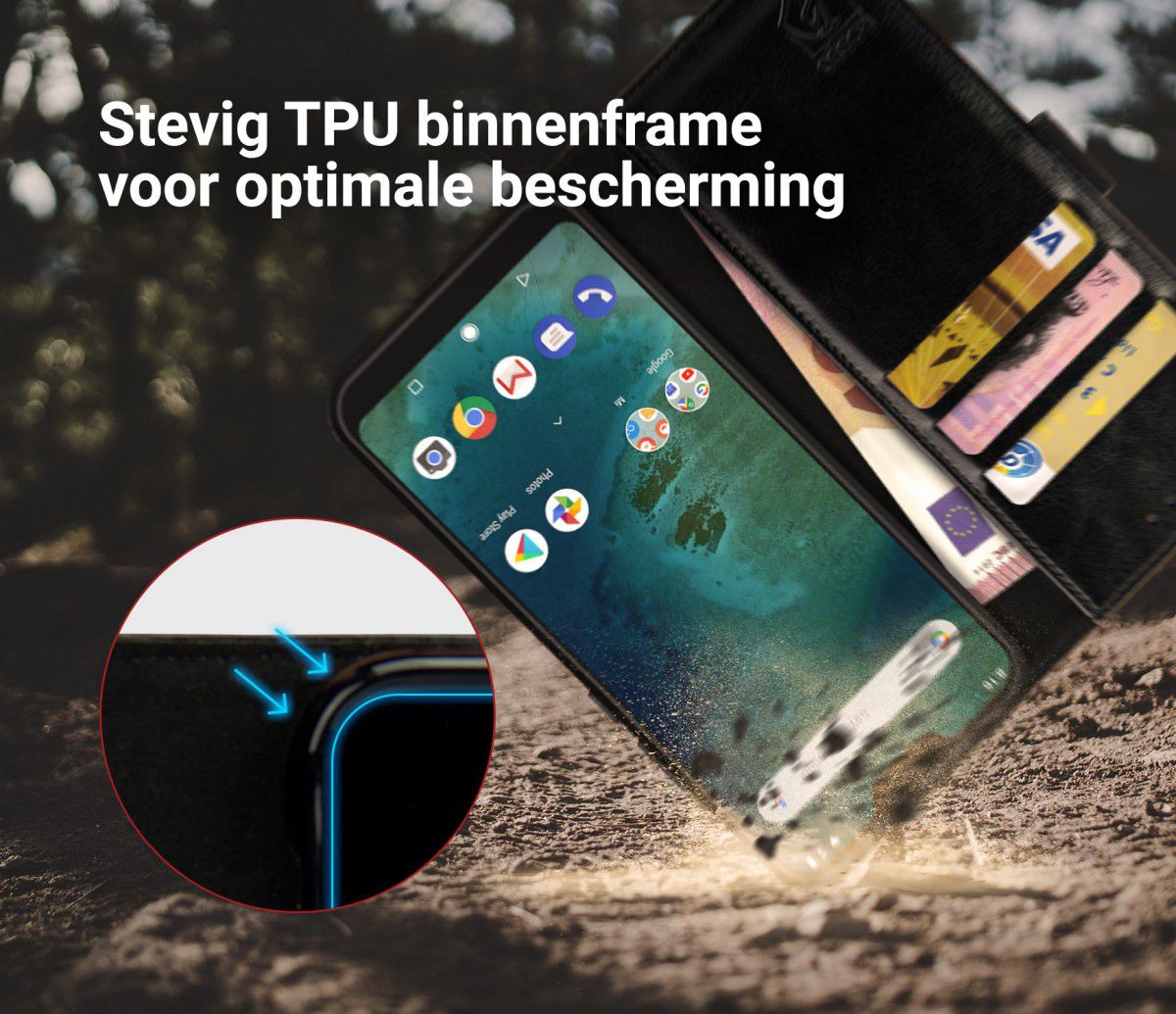 Rosso Element Xiaomi Mi A2 Lite Hoesje Book Cover Zwart afbeelding 6