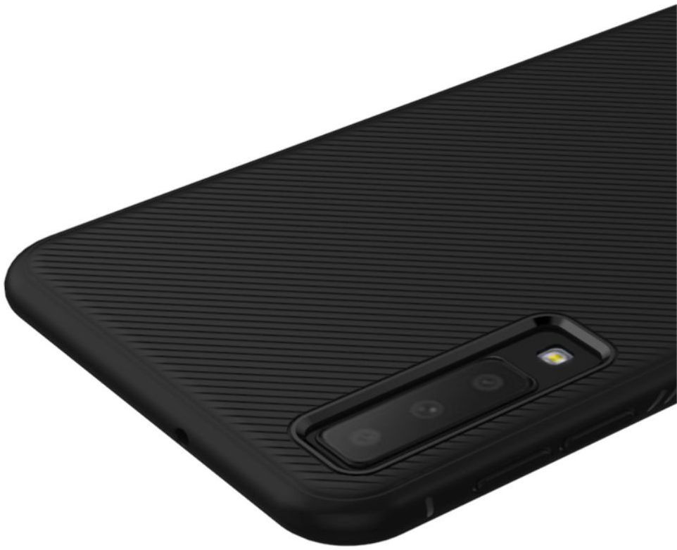 Samsung Galaxy A7 (2018) Twill Texture TPU Back Cover Zwart afbeelding 4