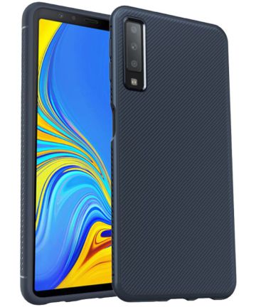 Samsung Galaxy A7 (2018) Twill Texture TPU Back Cover Blauw Hoesjes