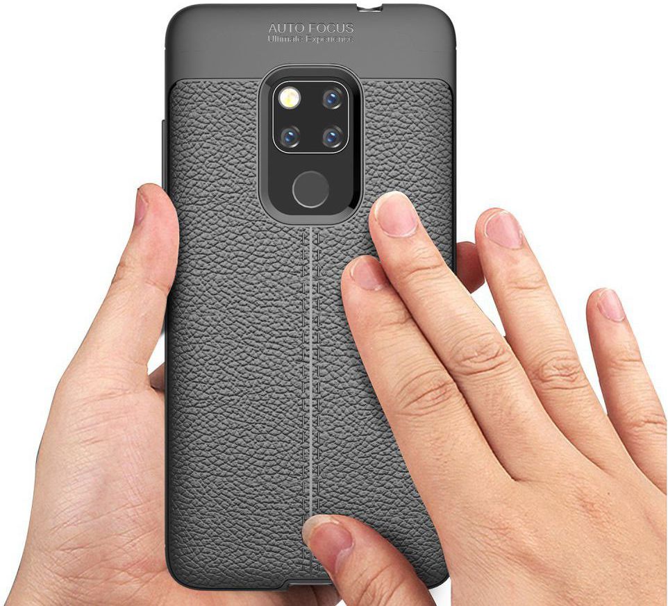 Huawei Mate 20 Lite Litchi Kunstleren Coating TPU Hoesje Zwart afbeelding 3