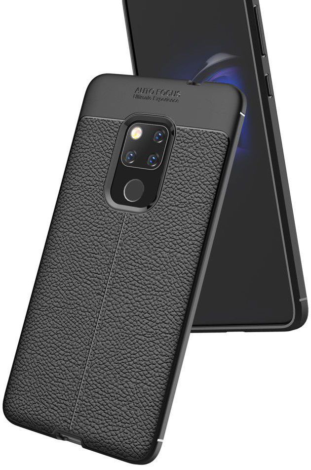 Huawei Mate 20 Lite Litchi Kunstleren Coating TPU Hoesje Zwart afbeelding 4