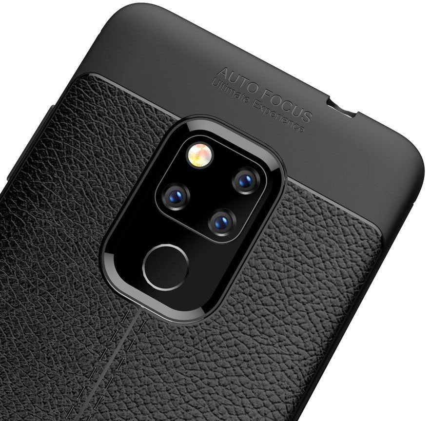 Huawei Mate 20 Lite Litchi Kunstleren Coating TPU Hoesje Zwart afbeelding 7