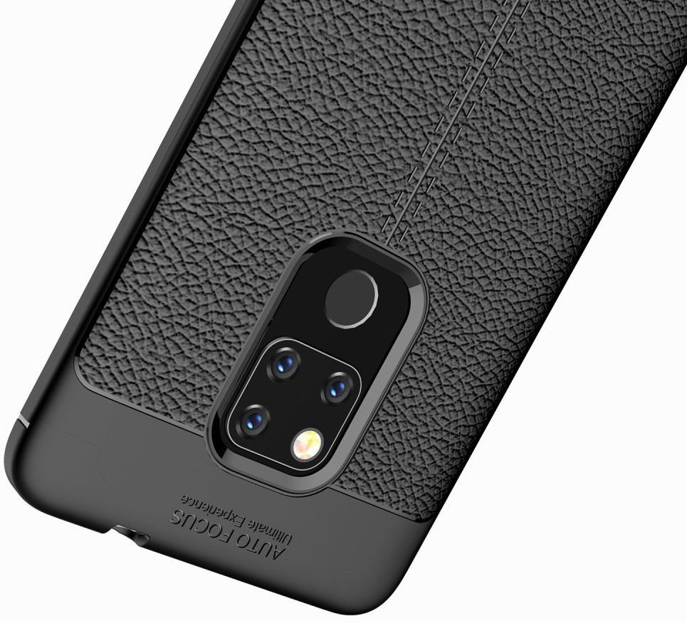 Huawei Mate 20 Lite Litchi Kunstleren Coating TPU Hoesje Zwart afbeelding 11