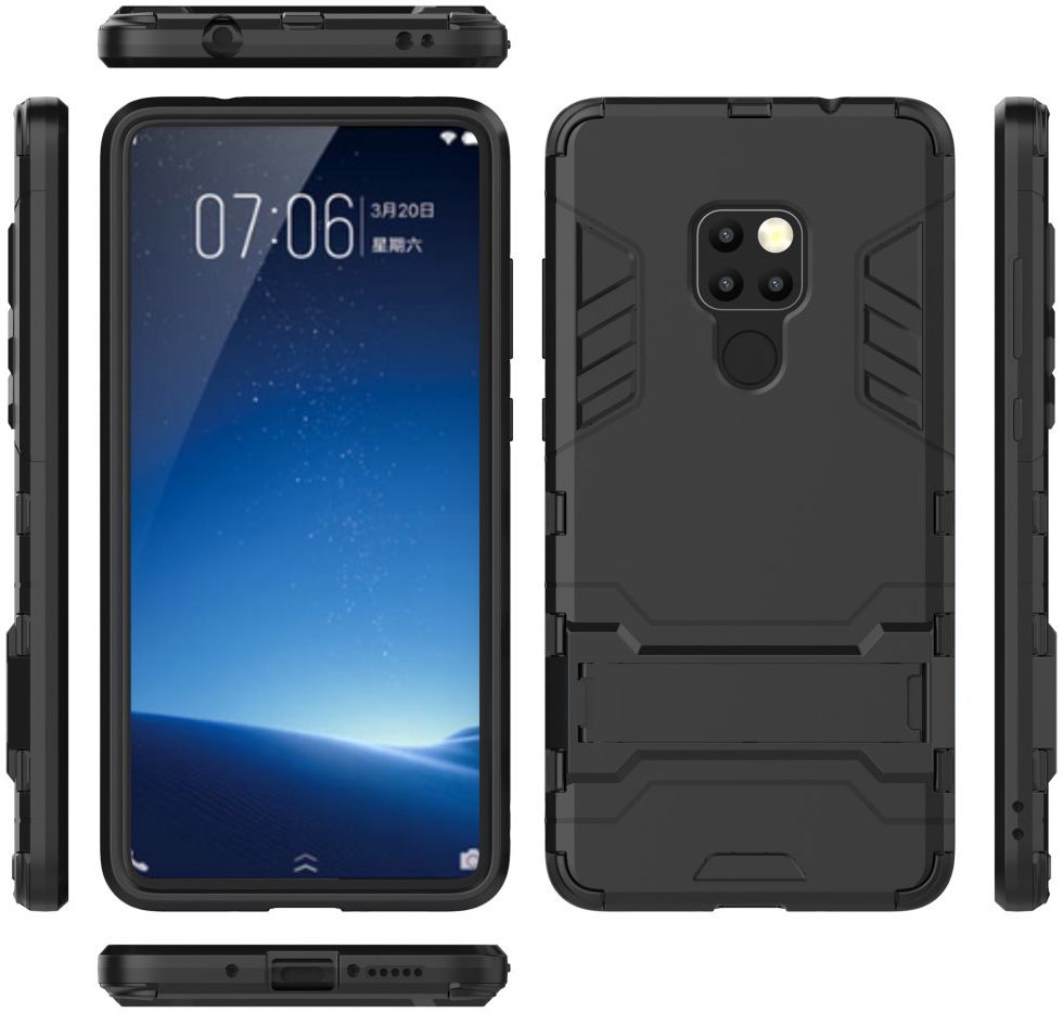 Huawei Mate 20 Hybride Kickstand Hoesje Zwart afbeelding 4