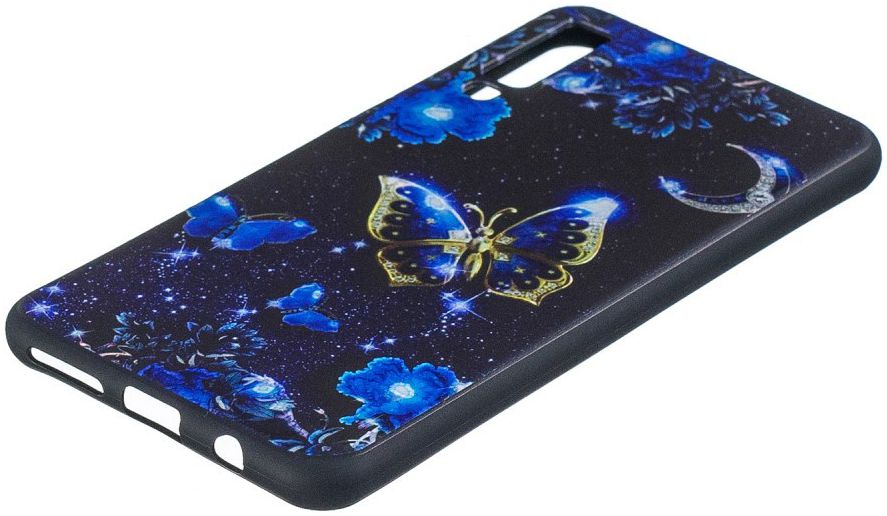 Samsung Galaxy A7 (2018) TPU Backcover Print Blauwe Vlinder afbeelding 3
