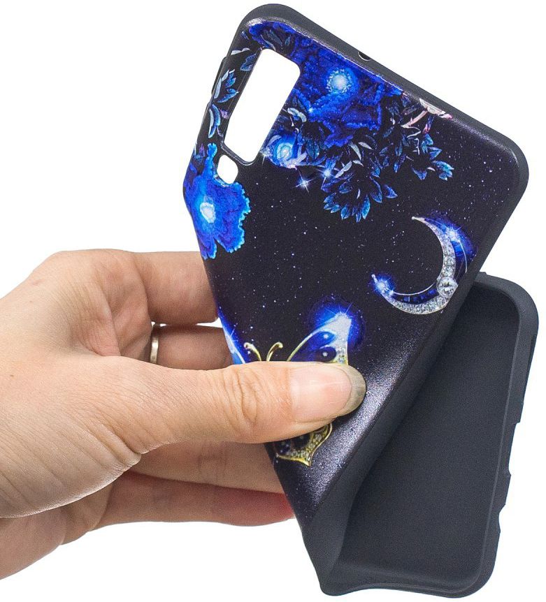 Samsung Galaxy A7 (2018) TPU Backcover Print Blauwe Vlinder afbeelding 5