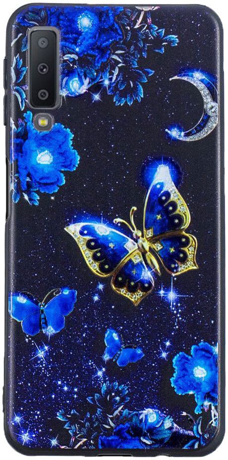 Samsung Galaxy A7 (2018) TPU Backcover Print Blauwe Vlinder afbeelding 1
