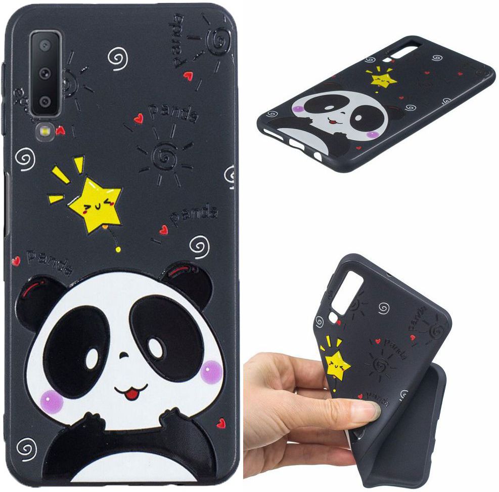 Samsung Galaxy A7 (2018) TPU Backcover Print Cute Panda afbeelding 2