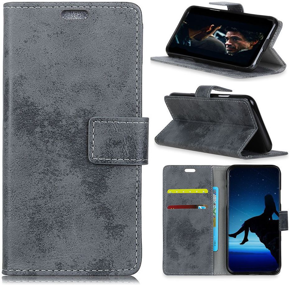 Huawei Mate 20 Vintage Portemonnee Hoesje Grijs afbeelding 3