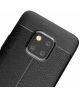 Huawei Mate 20 Pro Hoesje TPU Met Leren Textuur Zwart