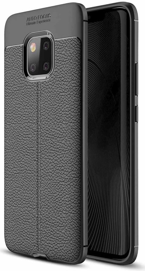 Huawei Mate 20 Pro Hoesje TPU Met Leren Textuur Zwart afbeelding 1