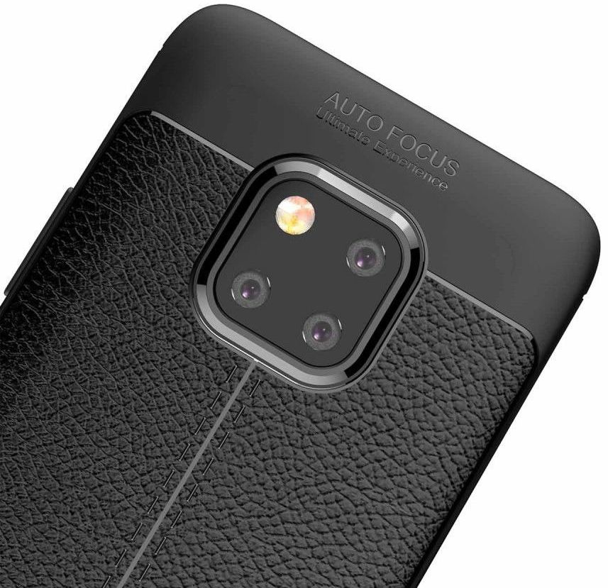 Huawei Mate 20 Pro Hoesje TPU Met Leren Textuur Zwart afbeelding 3