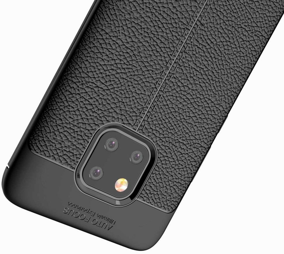 Huawei Mate 20 Pro Hoesje TPU Met Leren Textuur Zwart afbeelding 5