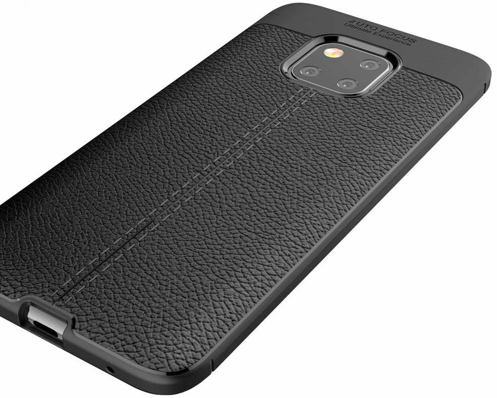 Huawei Mate 20 Pro Hoesje TPU Met Leren Textuur Zwart afbeelding 9