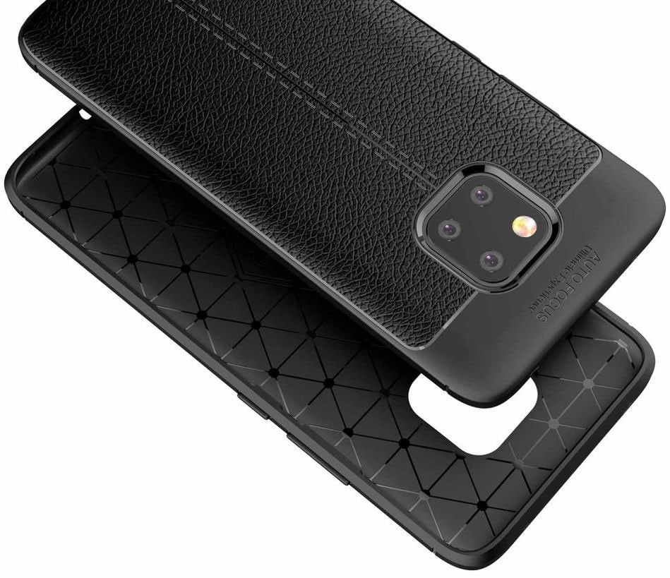 Huawei Mate 20 Pro Hoesje TPU Met Leren Textuur Zwart afbeelding 11