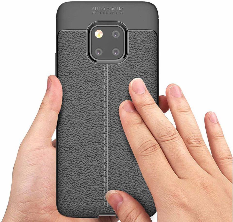Huawei Mate 20 Pro Hoesje TPU Met Leren Textuur Zwart afbeelding 12