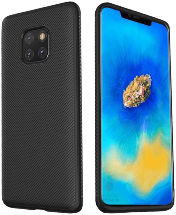 Huawei Mate 20 Pro Twill Texture TPU Back Cover Zwart afbeelding 1