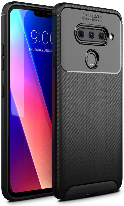 LG V40 Thinq Carbon TPU Hoesje Zwart afbeelding 1