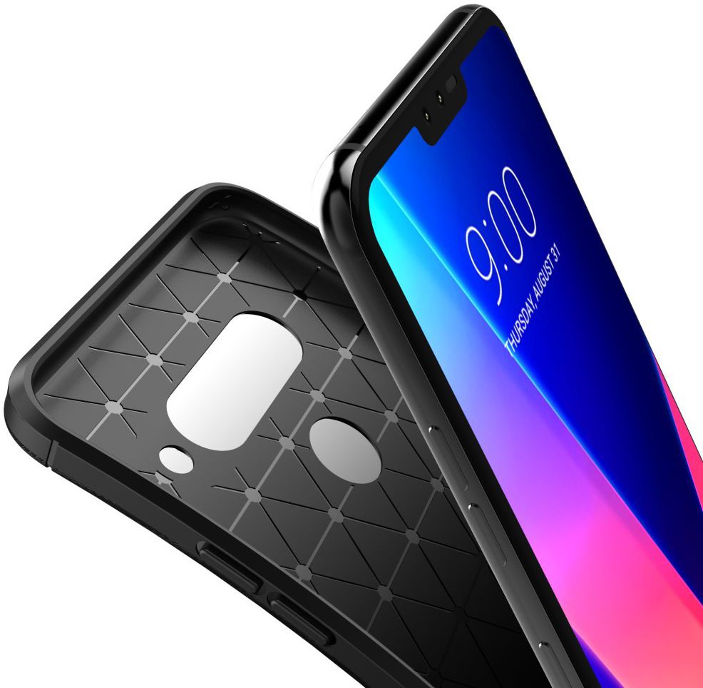 LG V40 Thinq Carbon TPU Hoesje Zwart afbeelding 7