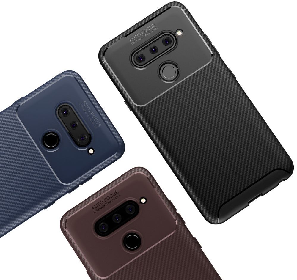 LG V40 Thinq Carbon TPU Hoesje Blauw afbeelding 4