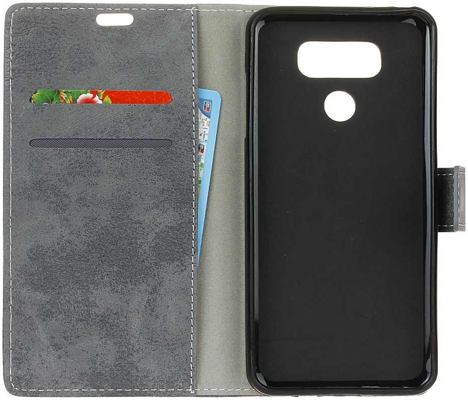 LG V40 Thinq Vintage Portemonnee Hoesje Grijs afbeelding 2