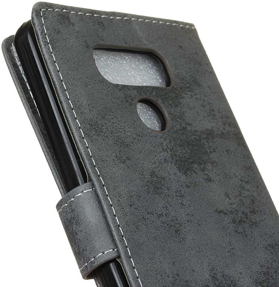 LG V40 Thinq Vintage Portemonnee Hoesje Grijs afbeelding 5