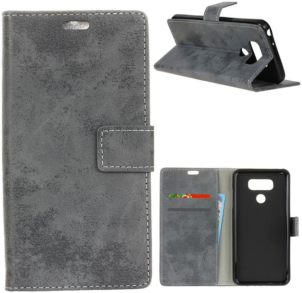 LG V40 Thinq Vintage Portemonnee Hoesje Grijs afbeelding 8