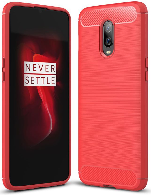 OnePlus 6T Geborsteld TPU Hoesje Rood afbeelding 1