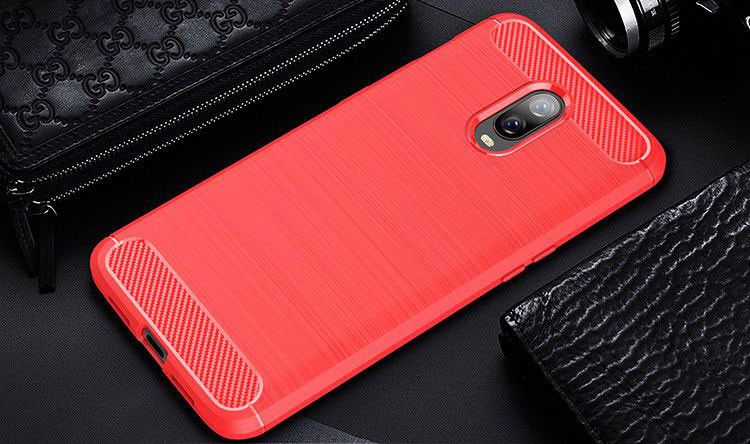 OnePlus 6T Geborsteld TPU Hoesje Rood afbeelding 2