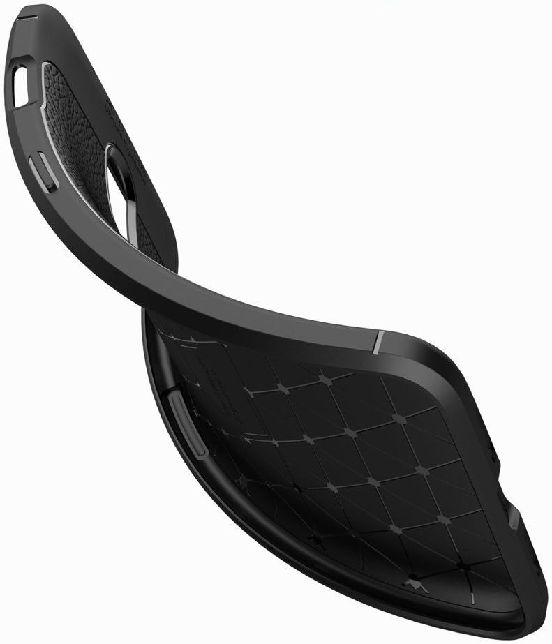 OnePlus 6T Litchi Kunstleren Coating TPU Hoesje Zwart afbeelding 2