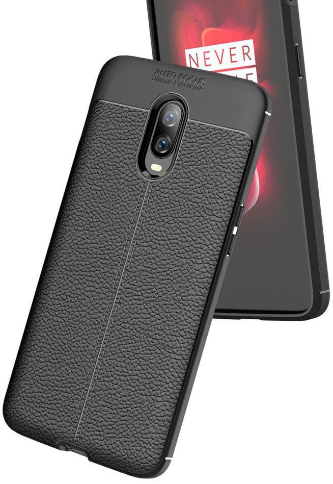 OnePlus 6T Litchi Kunstleren Coating TPU Hoesje Zwart afbeelding 12
