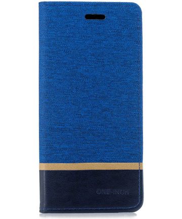 Samsung Galaxy A7 (2018) Cross Pattern Portemonnee Hoesje Blauw Hoesjes