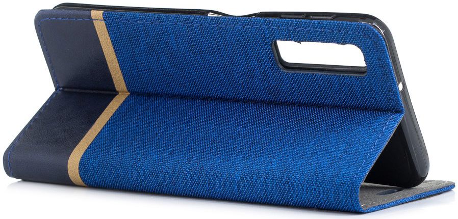 Samsung Galaxy A7 (2018) Cross Pattern Portemonnee Hoesje Blauw afbeelding 4