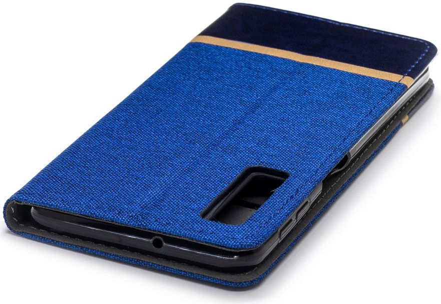 Samsung Galaxy A7 (2018) Cross Pattern Portemonnee Hoesje Blauw afbeelding 7