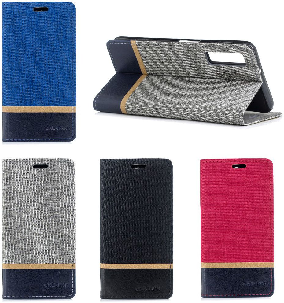 Samsung Galaxy A7 (2018) Cross Pattern Portemonnee Hoesje Zwart afbeelding 10