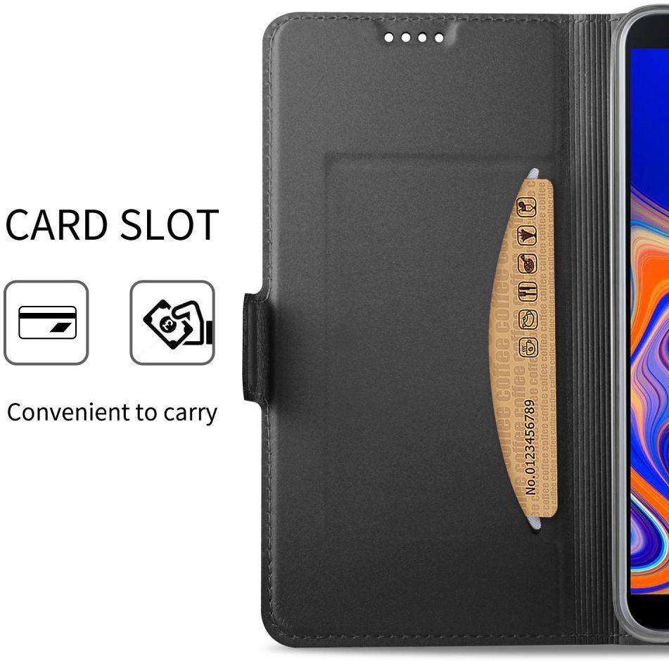 Samsung Galaxy J4 Plus Hoesje met Kaarthouder Zwart afbeelding 2