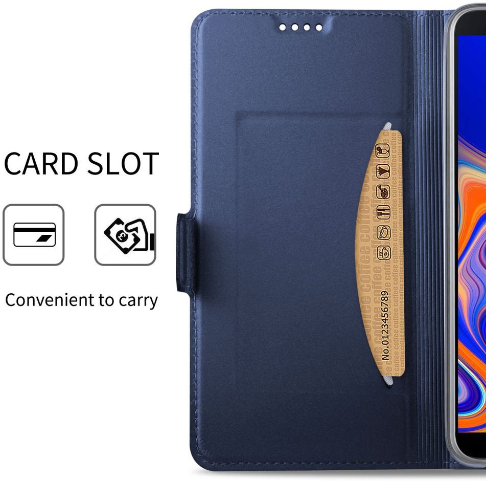 Samsung Galaxy J4 Plus Hoesje met Kaarthouder Blauw afbeelding 2