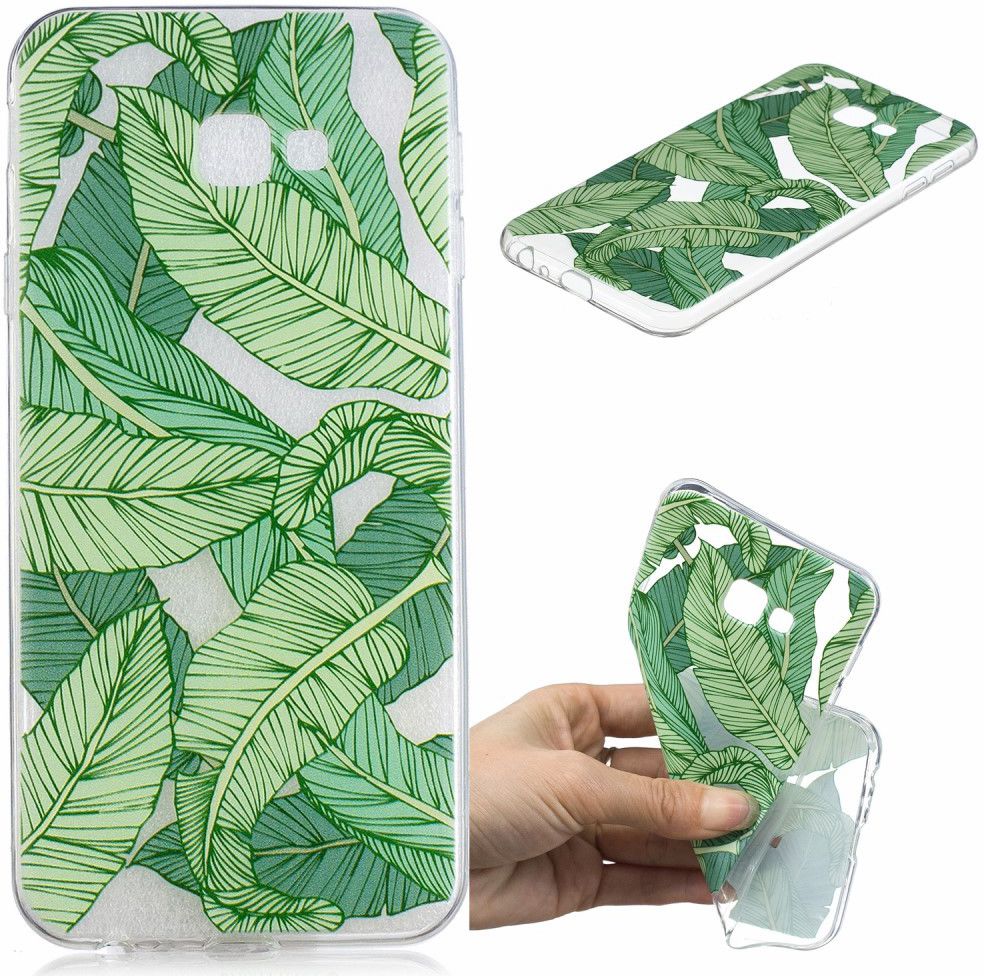 Samsung Galaxy J4 Plus TPU Hoesje Print Green Leaves afbeelding 2