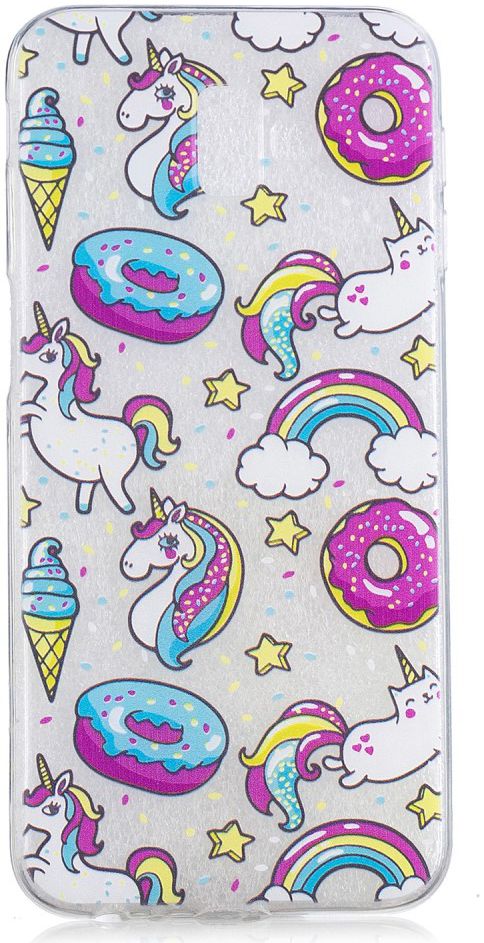 Samsung Galaxy J6 Plus TPU Backcover Print met Donuts and Unicorns afbeelding 1