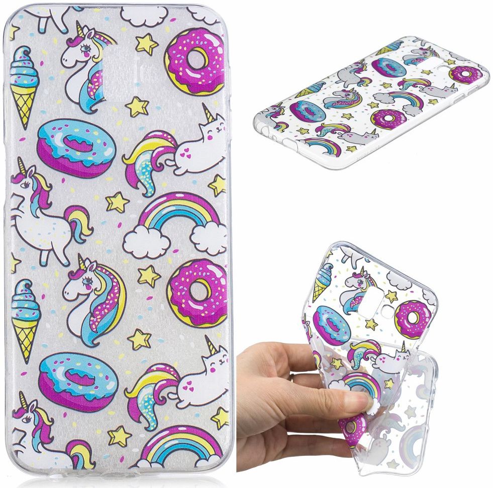 Samsung Galaxy J6 Plus TPU Backcover Print met Donuts and Unicorns afbeelding 2