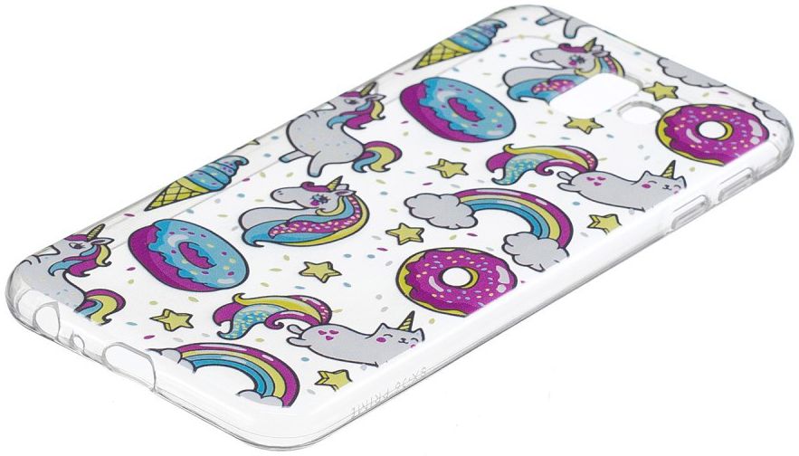Samsung Galaxy J6 Plus TPU Backcover Print met Donuts and Unicorns afbeelding 3