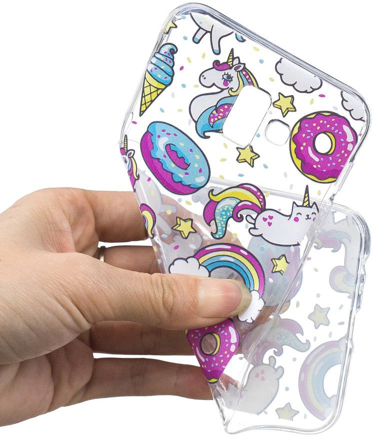 Samsung Galaxy J6 Plus TPU Backcover Print met Donuts and Unicorns afbeelding 5